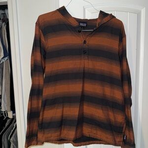 Patagonia Black and Orange Plaid Shirt
